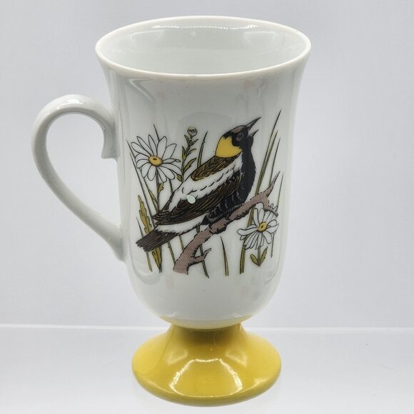 Vintage Fred Roberts Bird Mugs Footed Coffee Tea Cups Set of 5 Japan MCM - Picture 9 of 16